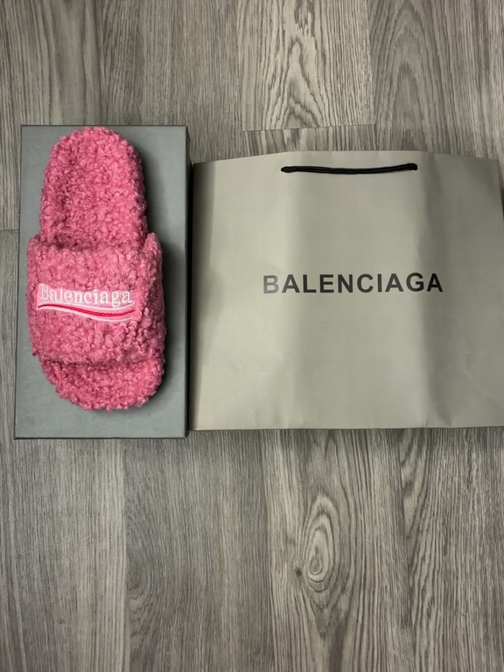 Balenciaga Hot Pink Shearling Slide